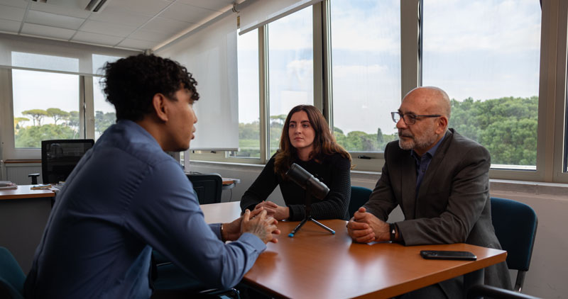 Two investigators interviewing a witness regarding a misconduct report